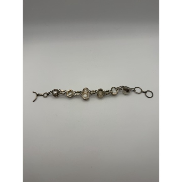 Vintage Sterling Silver 925 Blister Pearl Bracelet and Necklace Set Artisan Boho - Picture 5 of 8